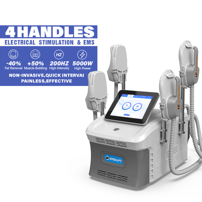 Advanced EMS Fat Reduction Machine with Wide Voltage Pulse and 4 Handles Working Together