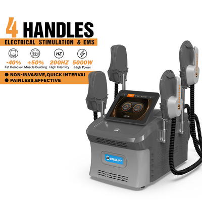 Powerful 4 Handle Ems Body Sculpting / Air Cooling Big Power Cooling System for Fat Reduction